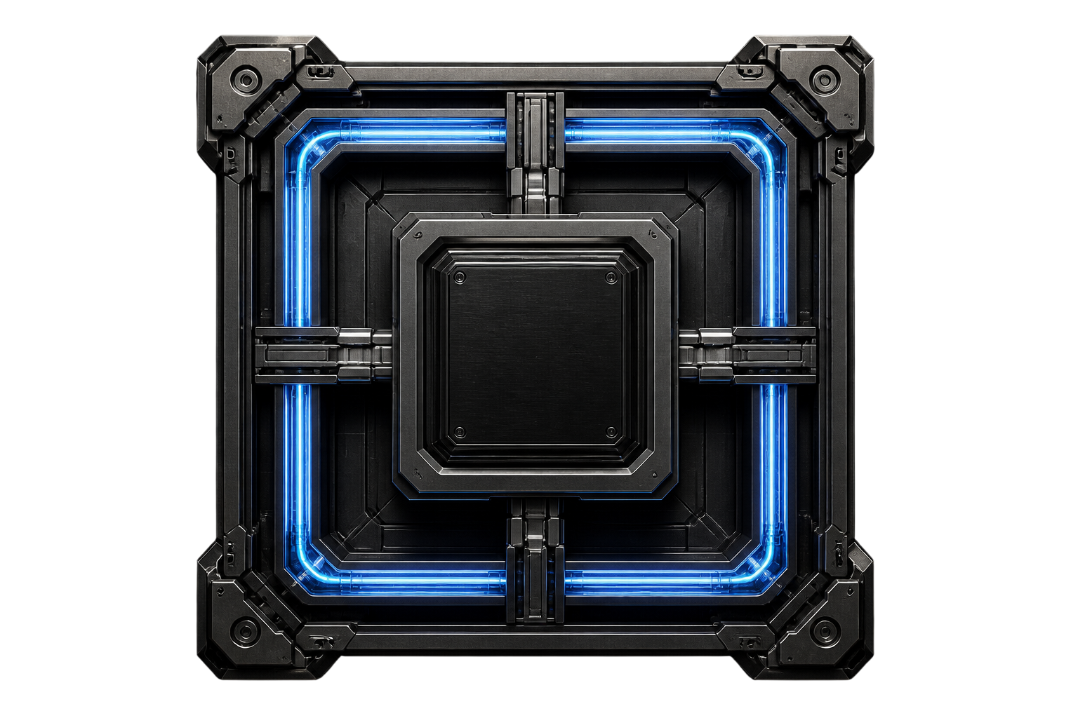 A protected domain core inside one continuous blue infrastructure loop