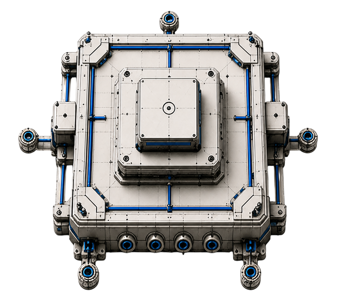 A modular Asyra foundation with open ports ready for a product to grow