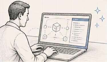 The domain expert builds the idea directly with AI in the product.